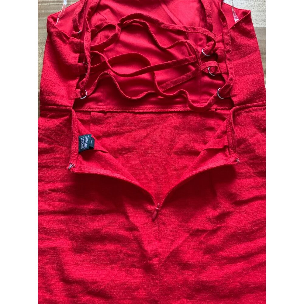 Wild Fable Juniors Teens Red Square Neck Midi Dress Adjustable Strap Size 2 - Picture 9 of 12